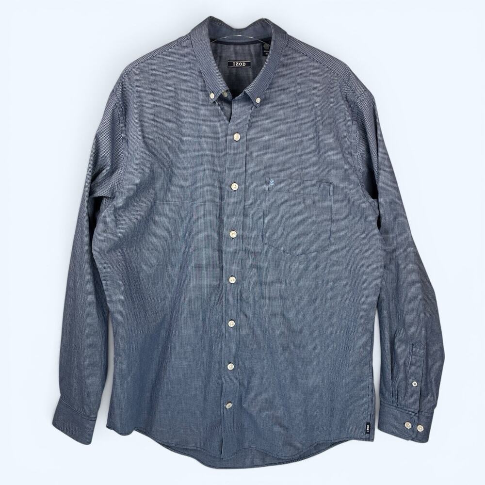 Izod Classic Men's Button Down Long Sleeve Shirt size XLT Estate Blue Check